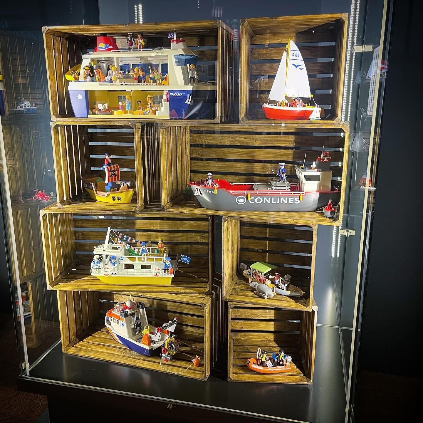 PLAYMOBIL ships in wooden crates